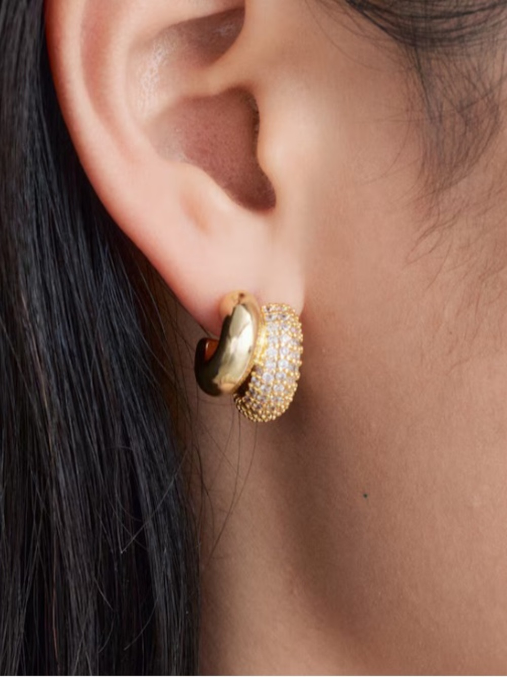 & Other Stories Gold Pave Two-Part Hoop Earrings $45
